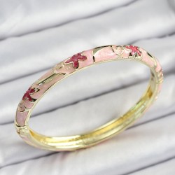 Mineli Pirinç Pembe Çiçek Desenli Kadın Kelepçe