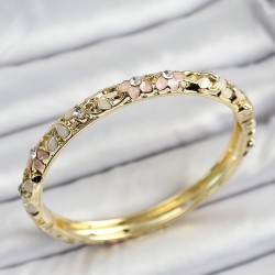 Mineli Pirinç Pembe Krem Çiçek Motifli Kadın Kelepçe