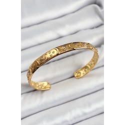 Pirinç Gold Renk İşlemeli Altı Açık Bileklik