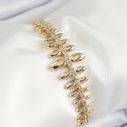 Pirinç Kurşun Model Zirkon Taşlı Gold Renk VİP Seri Kadın Bileklik