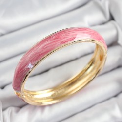 Pirinç Pembe Mineli Mermer Desen Model Gold Renk Kadın Kelepçe
