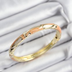 Mineli Pirinç Krem Ve Turuncu Mermer Motifli Gold Renk Kadın Kelepçe