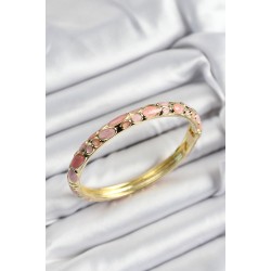 Mineli Pirinç Pembe Petek Motifli Gold Renk Kadın Kelepçe