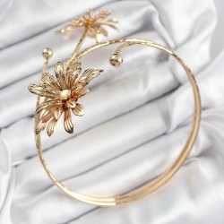 Pirinç Papatya Model Gold Renk Kadın Pazu Bileklik