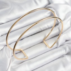 Pirinç Çift Görünümlü Model Gold Renk Kadın Pazu Bileklik