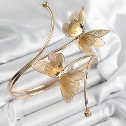 Pirinç Kelebek Model Gold Renk Kadın Pazu Bileklik