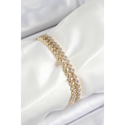 Xuping Pirinç Zirkon Taşlı Çift Görünümlü Model Gold Renk Kadın Bileklik