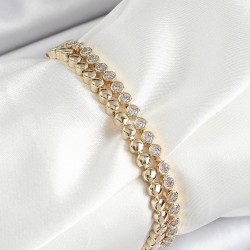 Xuping Pirinç Zirkon Taşlı Çift Görünümlü Model Gold Renk Kadın Bileklik