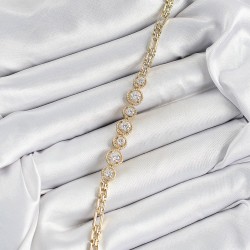 Xuping Pirinç Sıralı Daire Baget Model Gold Renk Kadın Bileklik