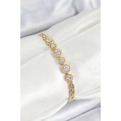 Xuping Pirinç Sıralı Daire Baget Model Gold Renk Kadın Bileklik
