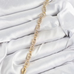 Pirinç Zirkon Taşlı Messika Model Gold Renk VIP Seri Kadın Bileklik