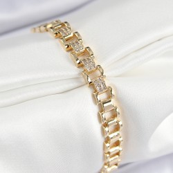 Pirinç Zirkon Taşlı Parçalı Model Gold Renk Kadın Bileklik
