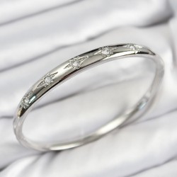 Pirinç Zirkon Taşlı Kutup Yıldızı Model Gümüş Renk Kadın Kelepçe