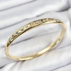 Pirinç Renkli Zirkon Taşlı Kutup Yıldızı Ve Hilal Model Gold Renk Kadın Kelepçe