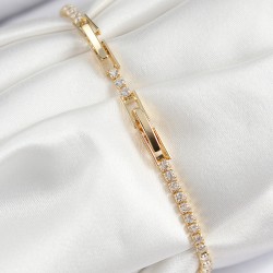 Pirinç Zirkon Taşlı Nazar Model Gold Renk Kadın Bileklik