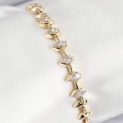 VIP Pirinç Zirkon Taşlı Damla Çit Model Gold Renk Kadın Bileklik