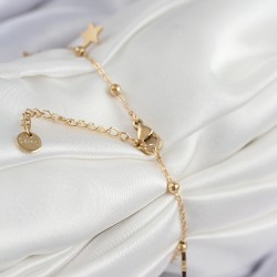 316L Çelik Sıralı Yonca Model Gold Renk Kadın Bileklik