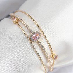 Pirinç Zirkon Taşlı Baget Model Gold Renk Kadın Bileklik