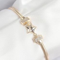 Pirinç Zirkon Taşlı Yıldız Model Gold Renk Kadın Bileklik