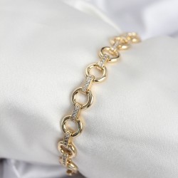 Pirinç VIP Seri Gold Renk Sıralı Halka Model Kadın Bileklik