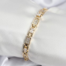 Pirinç VIP Seri Gold Renk Zirkon Taşlı Model Kadın Bileklik