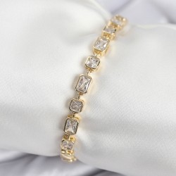 Pirinç VIP Seri Zirkon Taşlı Gold Renk Kadın Bileklik