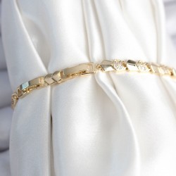 Pirinç Gold Renk Zirkon Taşlı Balık Sırtı Model Kadın Bileklik