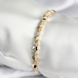Pirinç Gold Renk Zirkon Taşlı Balık Sırtı Model Kadın Bileklik