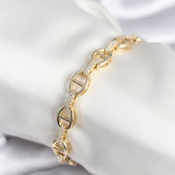 Pirinç Gold Renk Parçalı Zincir Model Kadın Bileklik