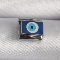 316L Çelik Gümüş Renk Nazar Boncuk Model Nomination Charm