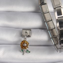316L Çelik Gümüş Renk Papatya Model Nomination Charm