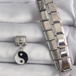 316L Çelik Gümüş Renk Sallantı YinYang Model Nomination Charm