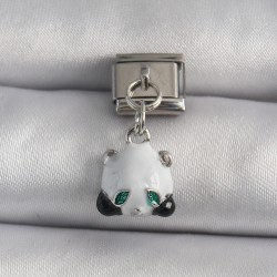 316L Çelik Gümüş Renk Sallantı Zirkon Taşlı Panda Model Nomination Charm