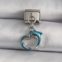316L Çelik Gümüş Renk Sallantı Yunus Balığı Model Nomination Charm