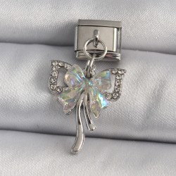 316L Çeik Gümüş Renk Sallantı Zirkon Taşı Fiyonk Model Nomination Charm