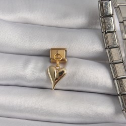 316L Çelik Gold Renk Sallantı Kalp Model Nomination Charm