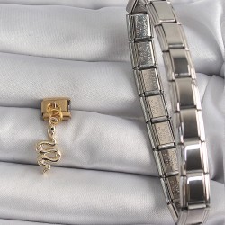 316L Çelik Gold Renk Sallantı Yılan Model Nomination Charm