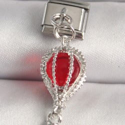 316L Çelik Gümüş Renk Kırmızı Balon Model Nomination Charm