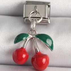 316L Çelik Gümüş Renk Kiraz Model Nomination Charm