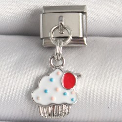 316L Çelik Gümüş Renk Beyaz Kupkek Model Nomination Charm