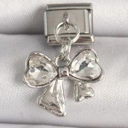 316L Çelik Gümüş Renk Zirkon Taşlı Fiyonk Model Nomination Charm