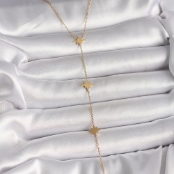 316L Çelik Gold Renk Yıldız Topçuk Detay Kadın Y Kolye