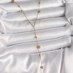 316L Çelik Gold Renk Topçuklu Model Kadın Y Kolye