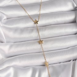 316L Çelik Gold Renk Yıldız Model Topçuk Detay Kadın Y Kolye