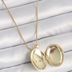 316L Çelik Gold Renk Zincir Zirkon Taşlı Anka Kuşu İşlemeli Açılır Model Kadın Kolye