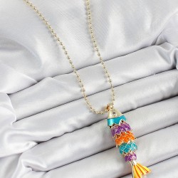Pirinç Rainbow Balık Model Zirkon Taşlı Gold Renk Kadın Kolye