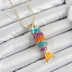 Pirinç Rainbow Balık Model Zirkon Taşlı Gold Renk Kadın Kolye