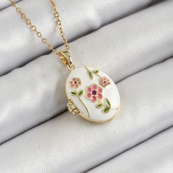 316L Çelik Zincir Açılabilir Sanatsal Vintage Çiçek Model Gold Renk Kadın Kolye