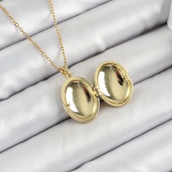 316L Çelik Zincir Açılabilir Sanatsal Vintage Çiçek Model Gold Renk Kadın Kolye