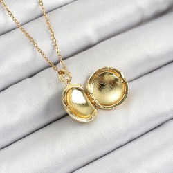 316L Çelik Zincir Açılabilir Sanatsal Vintage Çiçek Model Gold Renk Kadın Kolye